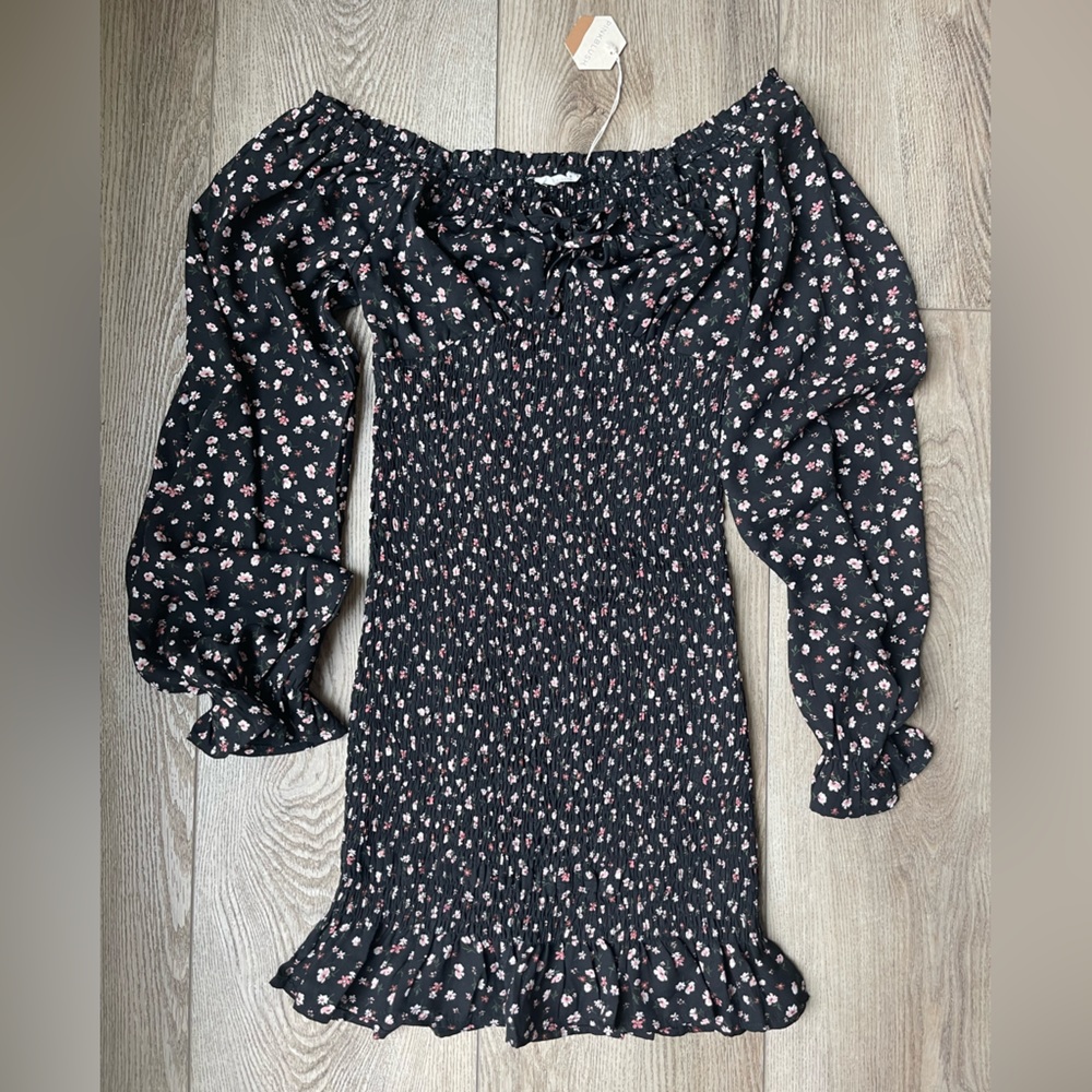 Pink Blush Maternity Long Sleeve Floral Smocked Dress - Picture 3 of 7